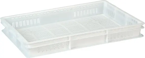 Ящик пластиковый перфорированный, 600x400x75 мм, 15 л, белый [423 м]