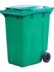 Пластиковый мусорный контейнер с крышкой, 360л, на колёсах, цвет: зеленый