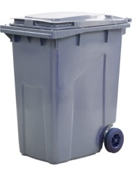 Пластиковый мусорный контейнер с крышкой, 360л, на колёсах, цвет: серый