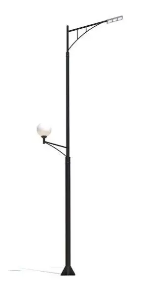 Стальной фонарный столб «Каскад плюс» со светильником