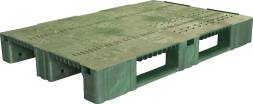Паллет (поддон) пластиковый перфорированный на 3-х полозьях, 1200х800х150 мм, зеленый [TR 1208-2]