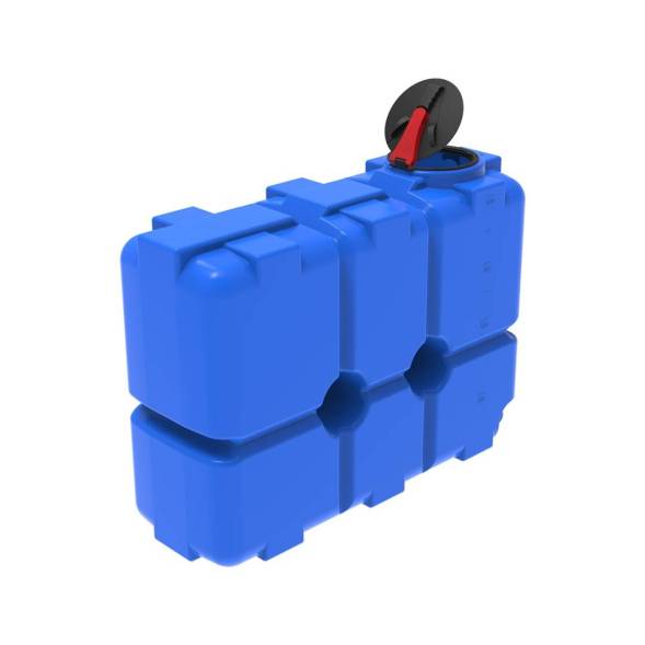 Емкость пластиковая для воды и дизельного топлива ST 2000 л с патрубками d100мм и откидной крышкой под плотность вещества до 1.0 г/см3, синий