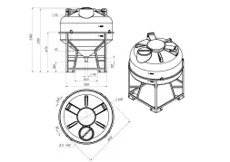 Емкость ЦКТ 3000 л с патрубком 160мм с фланцем под плотность до 1,5 г/см3 белая в обрешетке