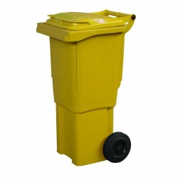 Мусорный контейнер для ТБО/ТКО, 60 л, на колёсах, с крышкой, пластик, евро, цвет: желтый