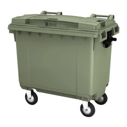 Контейнер для мусора (ТБО/ТКО), 660 литров, на колесах, с крышкой, пластик, цвет: зеленый