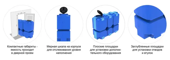 Емкость ST 2000л под плотность до 1.5 г/см3 с откидной крышкой синяя в обрешетке