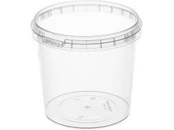 Ведро пластиковое круглое с прозрачной крышкой, 1 л, d-131мм [3682]