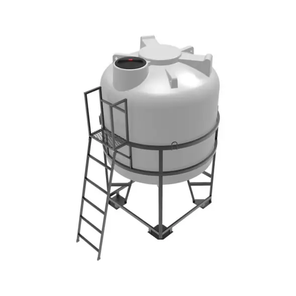 Емкость ЦКТ 5000 л с патрубком 110мм под плотность до 1,5 г/см3 белая в обрешетке с лестницей