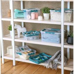 Ящик универсальный с замками и вставкой-органайзером Grand box, 6,65л, голубой