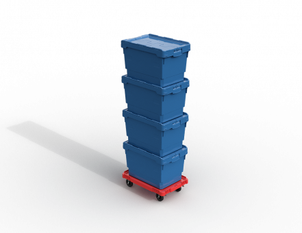 Пластиковая тележка 600х400 мм для ящиков (с отверстием) колеса без тормозов