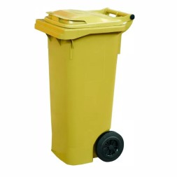 Мусорный контейнер для ТБО/ТКО, 80 л, на колёсах, с крышкой, пластик, евро, цвет: желтый