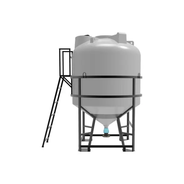 Емкость ЦКТ 5000 л с патрубком 110мм с фланцем под плотность до 1,5 г/см3 белая в обрешетке с лестницей
