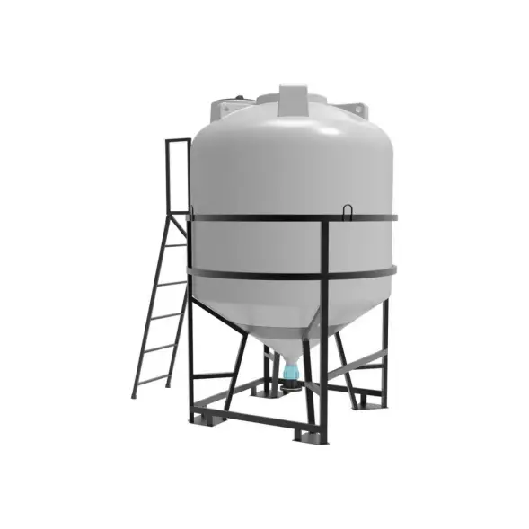 Емкость ЦКТ 5000 л с патрубком 110мм с фланцем под плотность до 1,5 г/см3 белая в обрешетке с лестницей