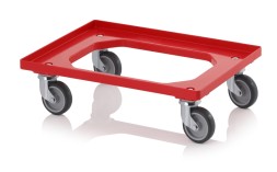 Тележка для ящиков с резиновыми колёсами RO 86 GU FE, красного цвета