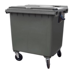 Мусорный контейнер для ТБО/ТКО, 1100 л, на колёсах, с крышкой, пластик, евро, цвет: серый