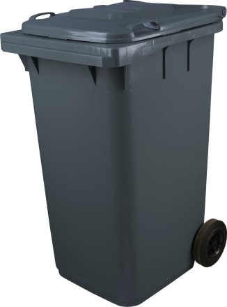 Пластиковый мусорный контейнер с крышкой, 240л, на колёсах, цвет: серый