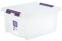Контейнер с крышкой и клипсами Rox Box Home, 36л, 500x390x255 мм, прозрачный