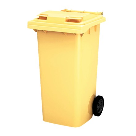 Мусорный контейнер для ТБО/ТКО, 240 л, на колёсах, с крышкой, пластик, евро, цвет: желтый