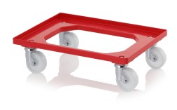 Тележка для ящиков с колёсами из полиамида RO 64 PA, красного цвета