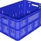 Ящик пищевой с ручками для колбасных изделий повышенной прочности, 600х400х258 мм, цвет: синий