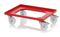 Тележка для ящиков с колёсами из полиамида RO 64 PA FE, красного цвета